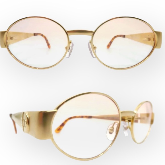 Christian Dior Vintage Gold Thick Frames Sunglasses, Mod CD2034, Made in Austria - Picture 1 of 7